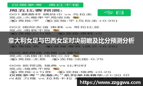 意大利女足与巴西女足对决前瞻及比分预测分析